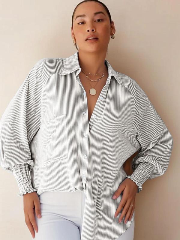 LIGAYA™ – Flowy Plus Size Casual Button-Up Top